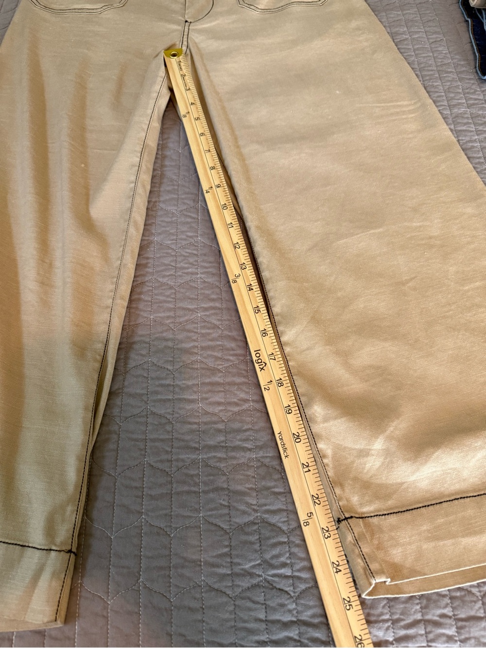 NWT Maeve The Colette Cropped Wide- Leg Pants w/ Contrast Stitching Linen - Picture 13 of 14